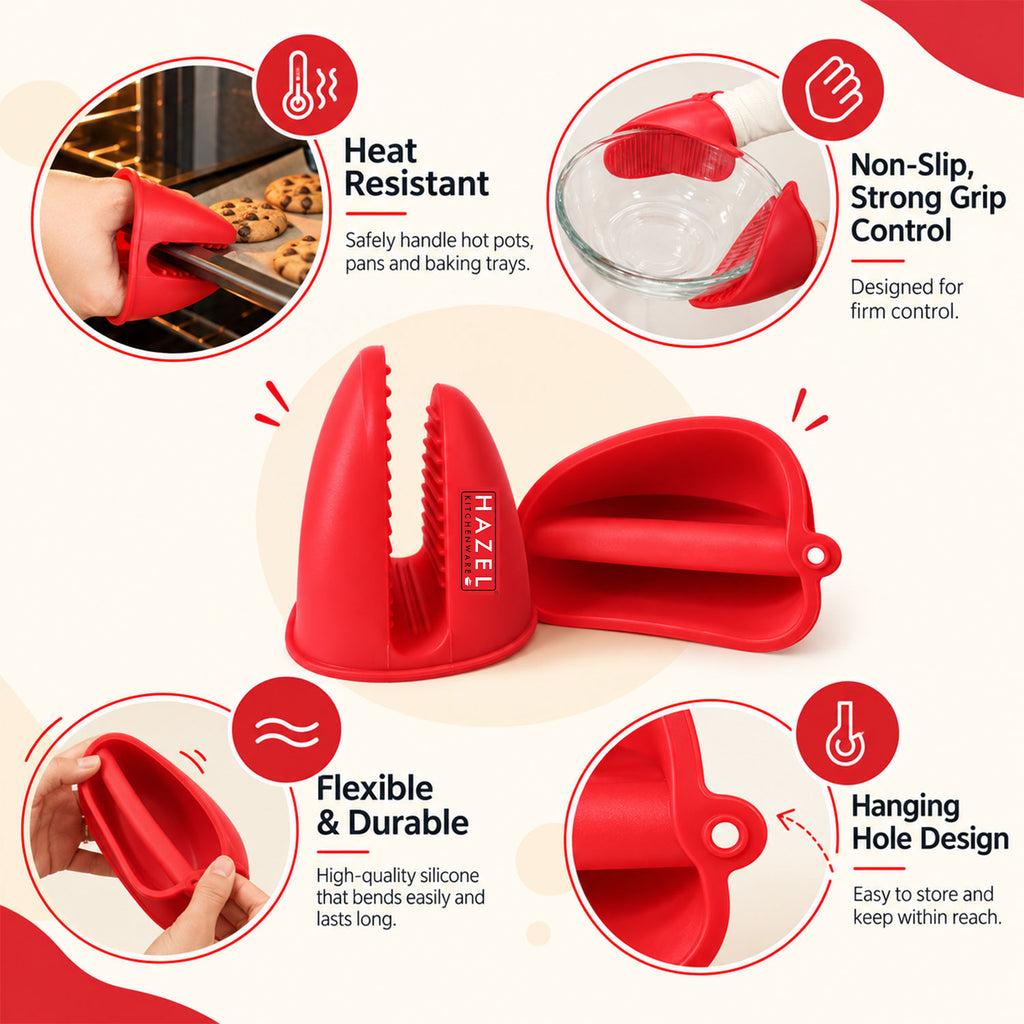 Silicone Mitts/ Pot Holder, Microwave Safe & Heat Resistant