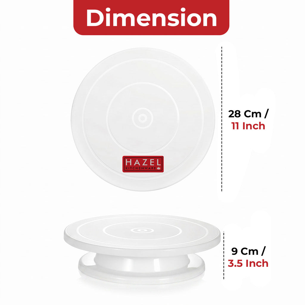 Round Cake Turner Stand Big, Plastic, White, Rotating Cake Decorating Stand