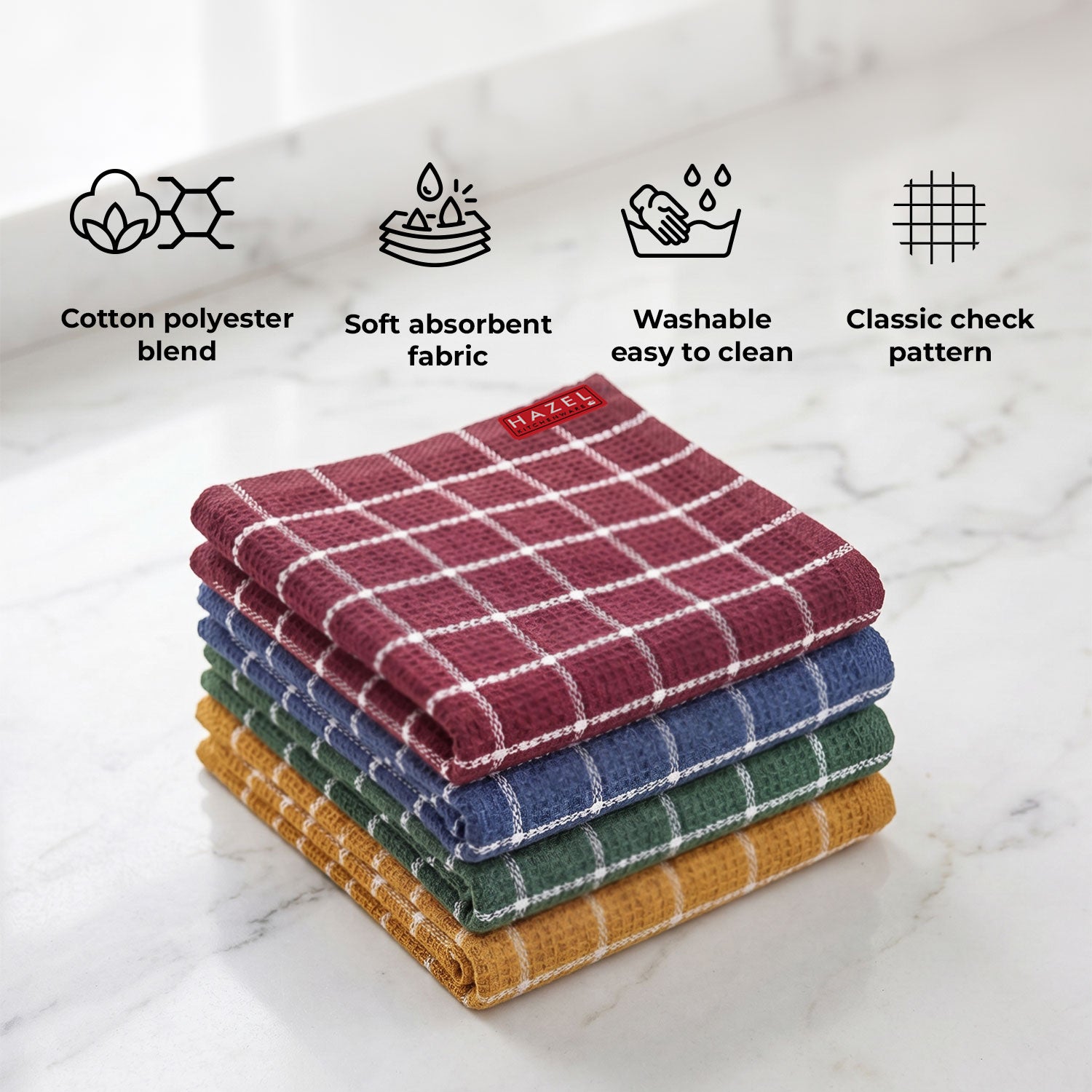 Cotton Kitchen Towel, Reusable Kitchen Cleaning & Dusting Napkins, 200 GSM, Pack Of 4