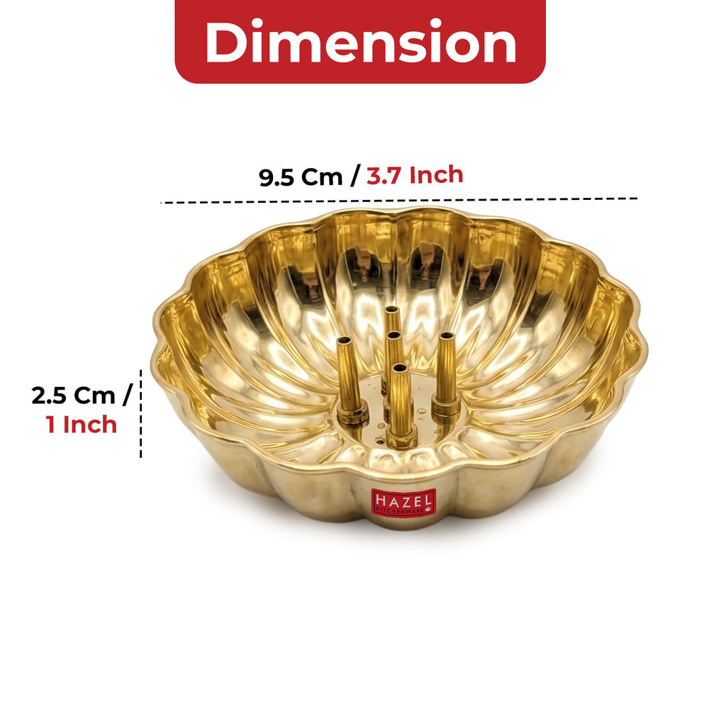 Brass Agarbatti Stand, Flower Shaped Incense Holder with 5 Stick Slots