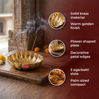 Brass Agarbatti Stand, Flower Shaped Incense Holder with 5 Stick Slots