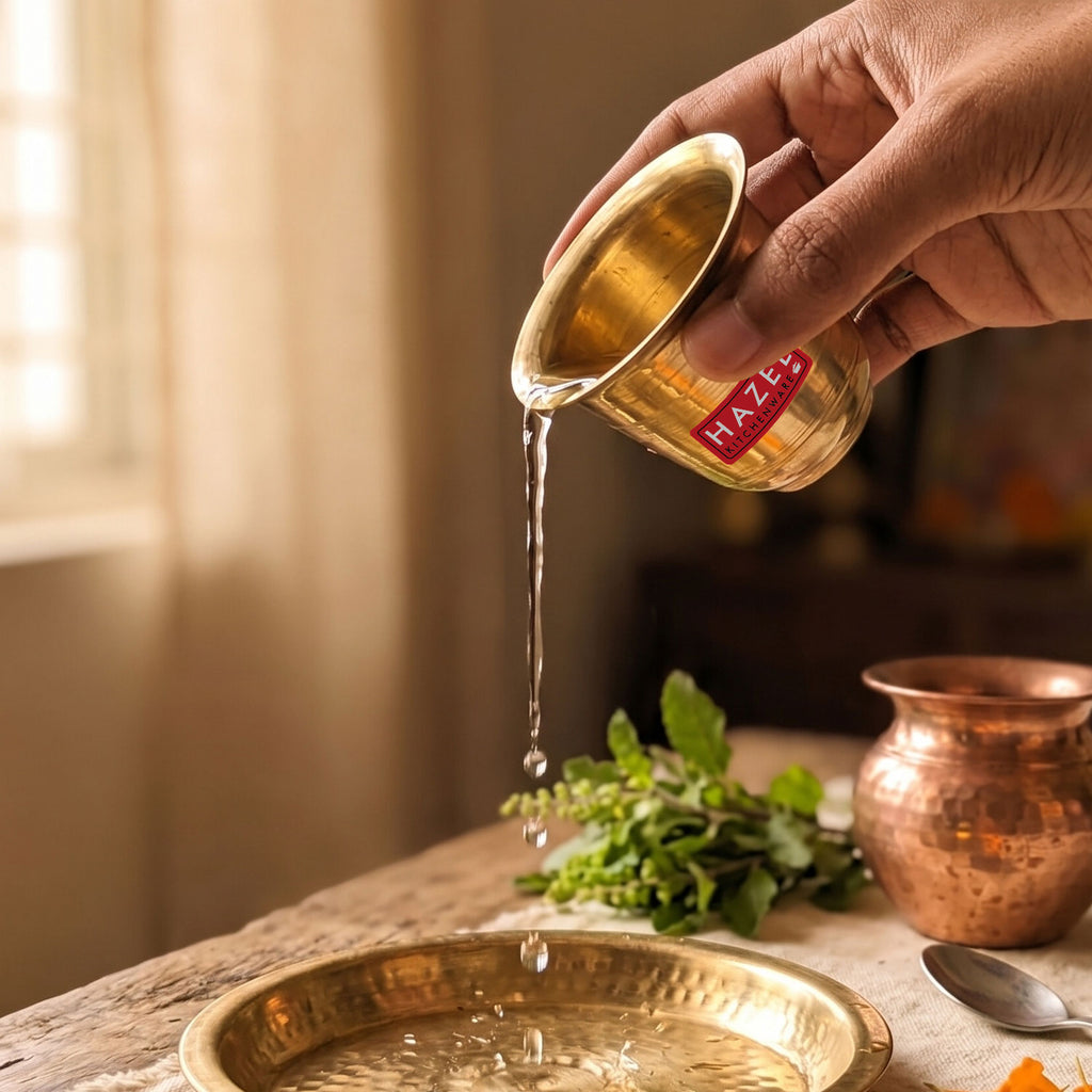 Brass Panch Patra, Pooja Water Cup, Achamani Puja Vessel, 30ml