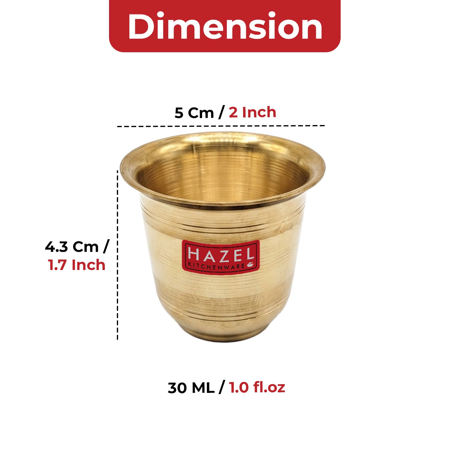 Brass Panch Patra, Pooja Water Cup, Achamani Puja Vessel, 30ml