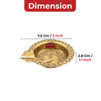 Brass Diya Deepak Large Flower Border, Oil Lamp Traditional Pooja Diwa Aarti