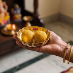 Brass Flower Plate, Prasad Plate, Engraved Flower Design Phool Thali
