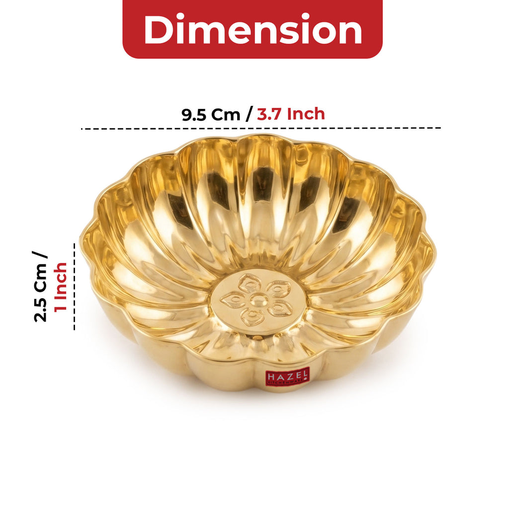 Brass Flower Plate, Prasad Plate, Engraved Flower Design Phool Thali