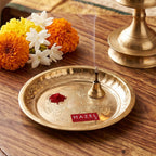 Brass Small Thali for Flower Offering, Prasad Plate, Kumkum Diya, Diwa Keeping Tray