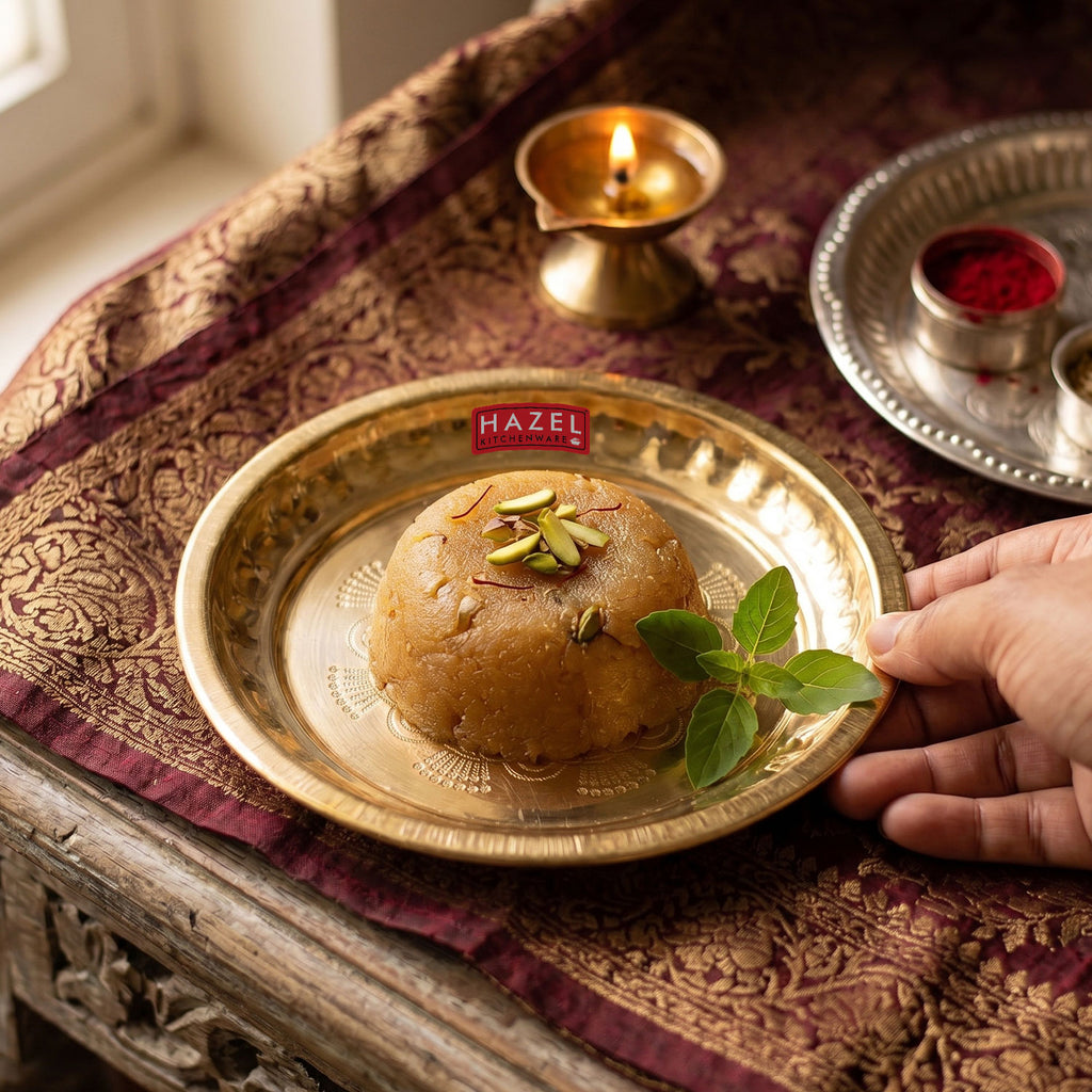 Brass Small Thali for Flower Offering, Prasad Plate, Kumkum Diya, Diwa Keeping Tray
