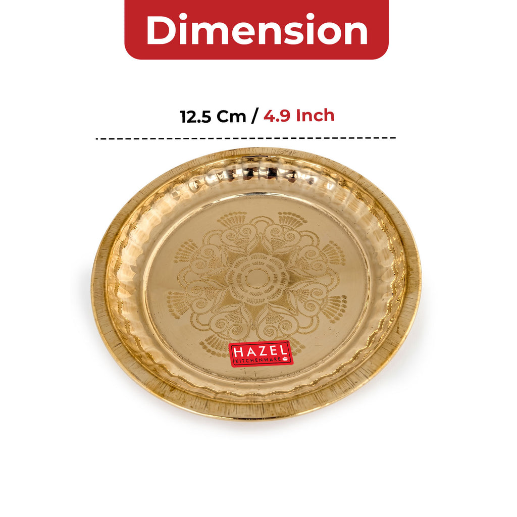Brass Small Thali for Flower Offering, Prasad Plate, Kumkum Diya, Diwa Keeping Tray
