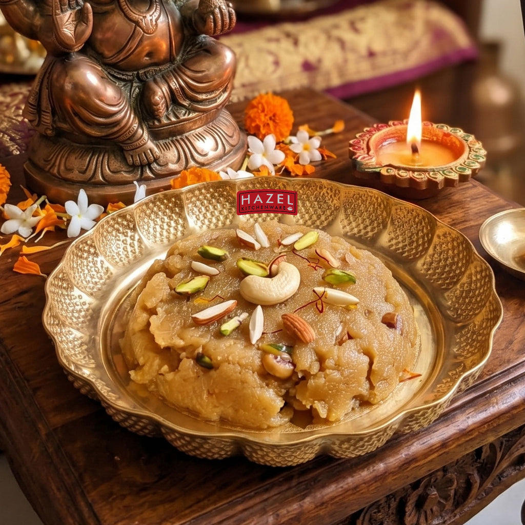 Brass Pooja Thali Morni Design, Peacock Engraved Plate