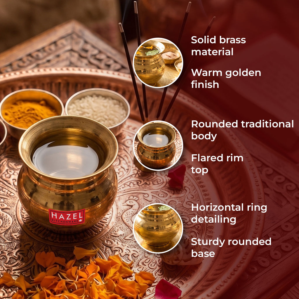 Brass Lota, 60ml, Pooja Pital Kalash, Vessel for Pooja