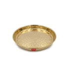 Brass Pooja Thali, Flower Embossed & Hammered Design