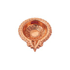 Copper Diya Deepak with Wick Holder, Flower Embossed Oil Lamp