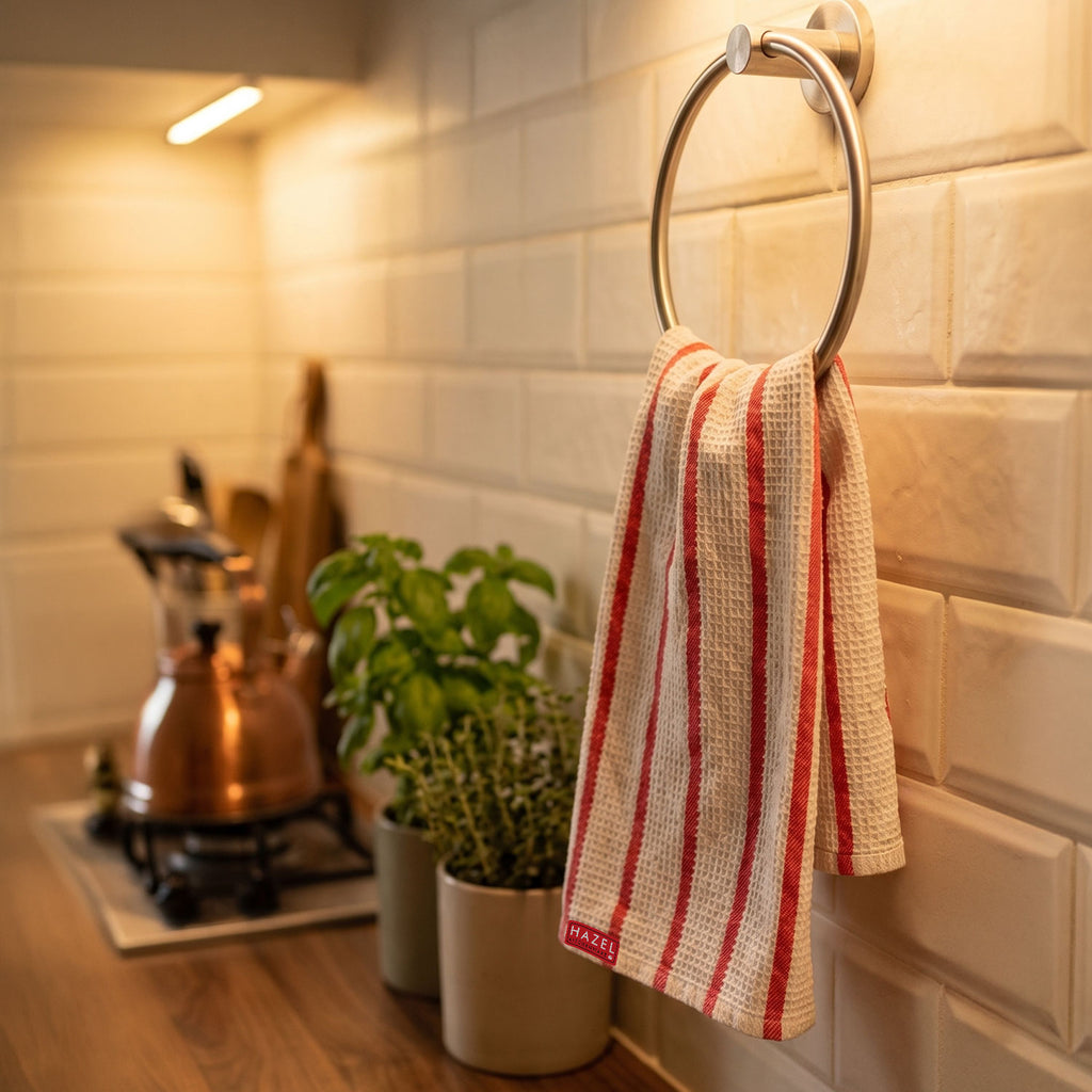 Cotton Waffle Kitchen Towel, 40 x 60 cm, Checkered Dish Napkin, Pack of 4