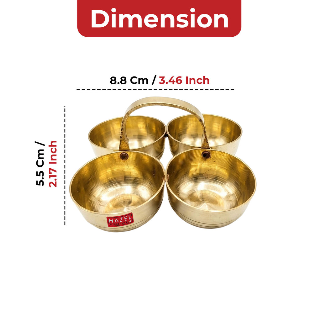 Brass Chomukha Kankavati for Pooja, Traditional Kumkum Haldi Holder with Handle