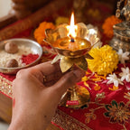 Brass Lotus Diya Tall Design, Decorative Oil Lamp for Pooja Room