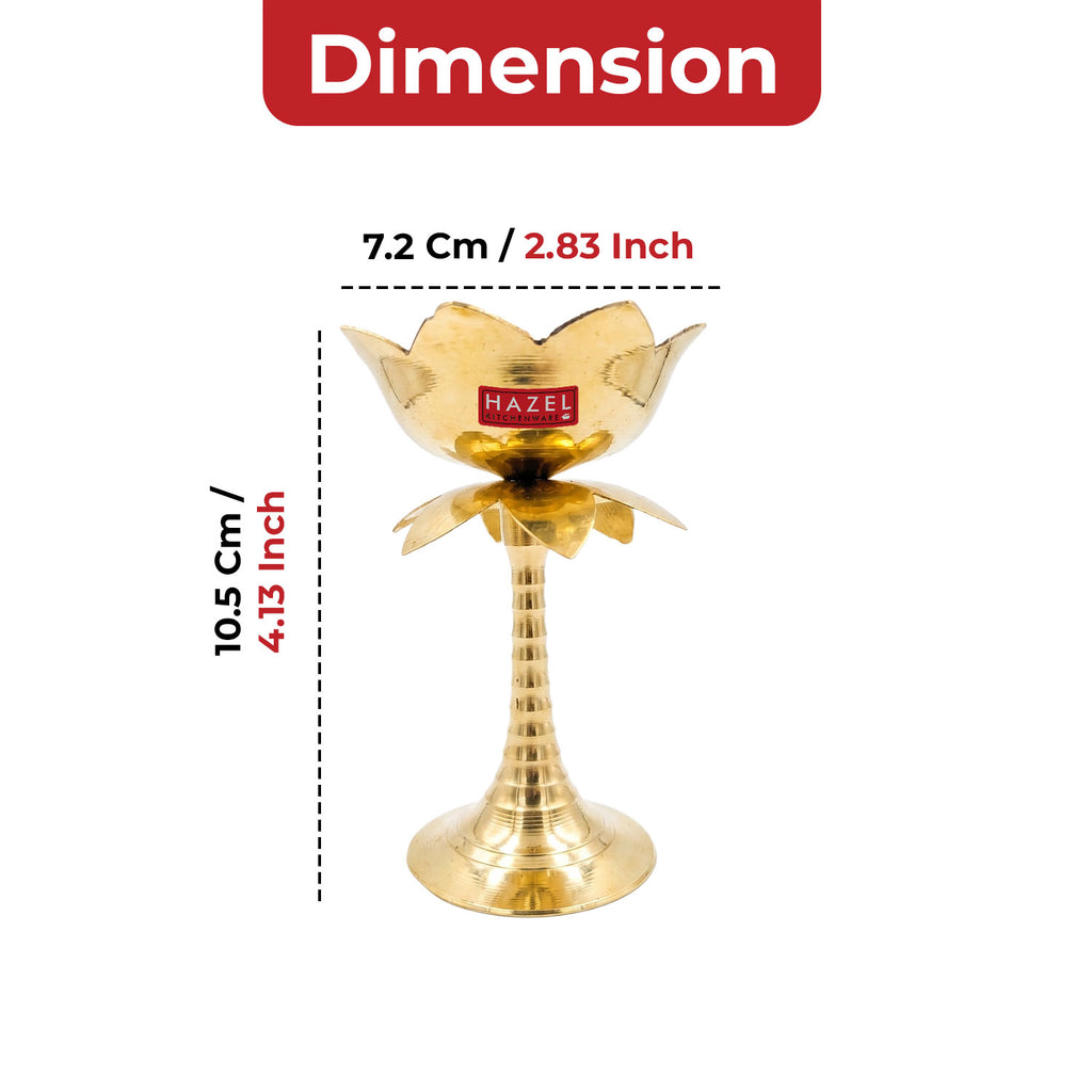 Brass Lotus Diya Tall Design, Decorative Oil Lamp for Pooja Room