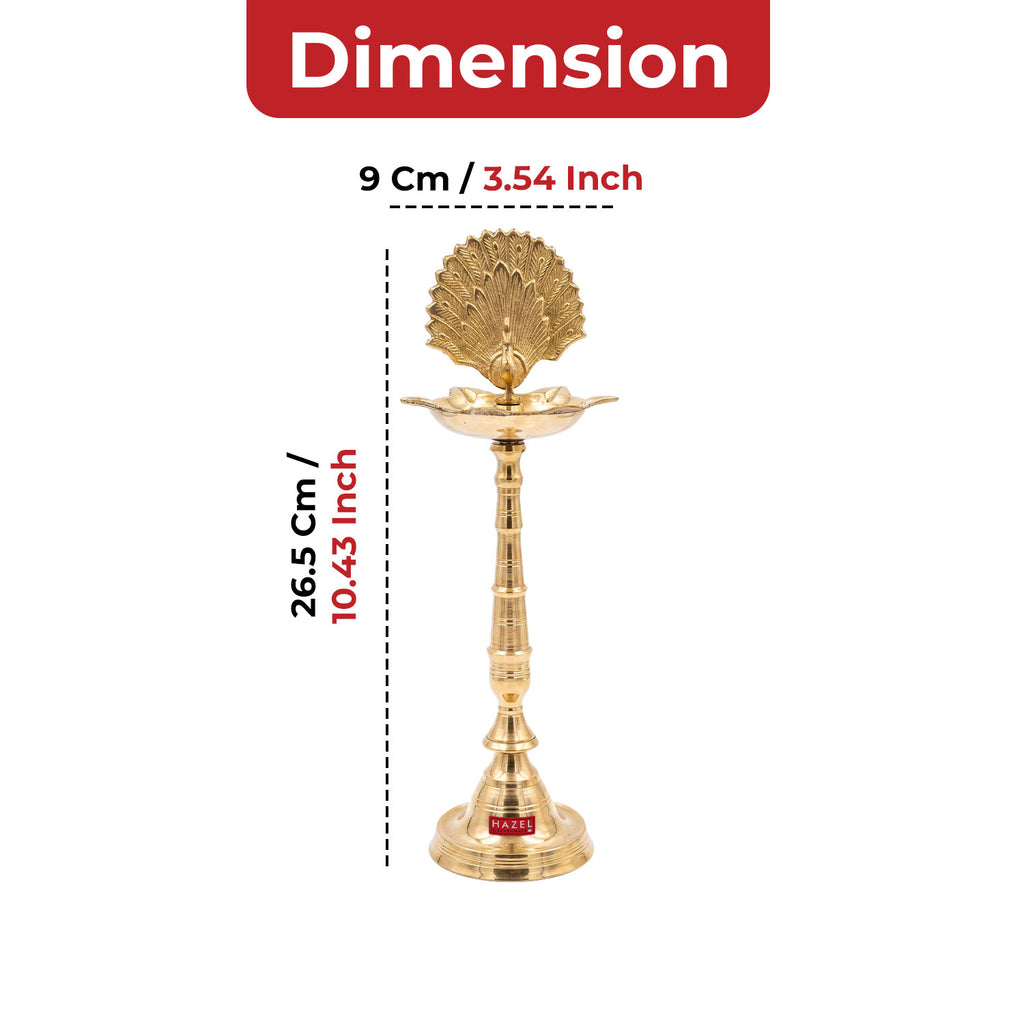 Brass Samai Diya for Pooja Room, Traditional Oil Lamp Deepam Jyot for Temple