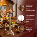 Brass Samai Diya for Pooja Room, Traditional Oil Lamp Deepam Jyot for Temple