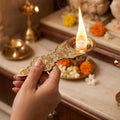 Brass Kapoor Burner Small, Camphor Aarti Holder for Pooja