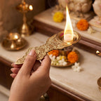 Brass Kapoor Burner Small, Camphor Aarti Holder for Pooja
