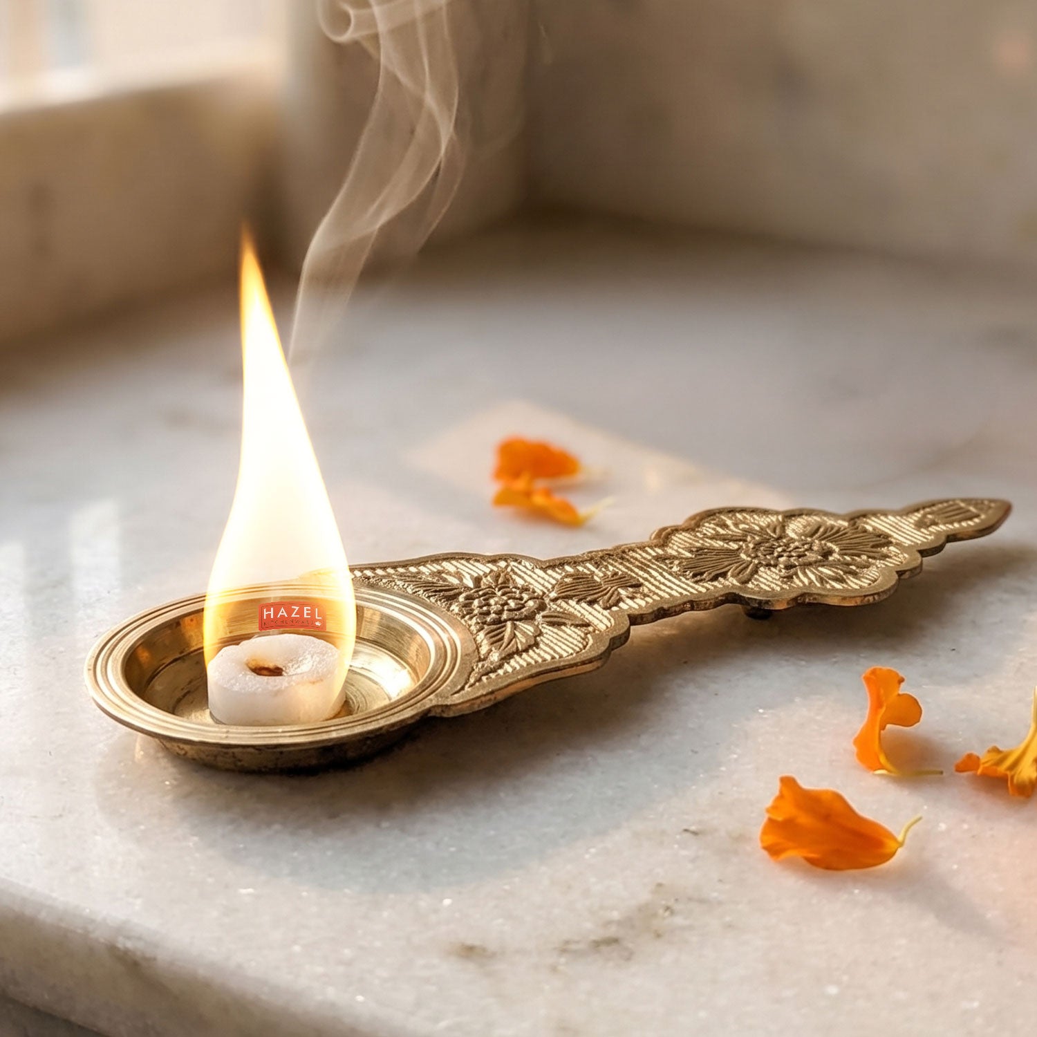 Brass Kapoor Burner Big Size, Camphor Aarti Burner Holder for Pooja