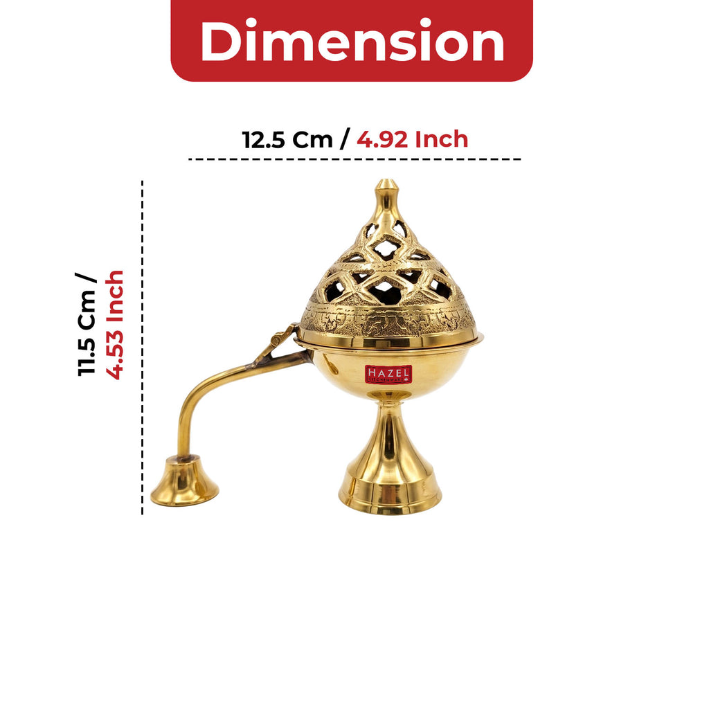 Brass Lobandan Kapoor Deep, Camphor Burner Dhoop Dani for Pooja