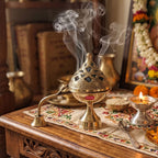 Brass Lobandan Kapoor Deep, Camphor Burner Dhoop Dani for Pooja