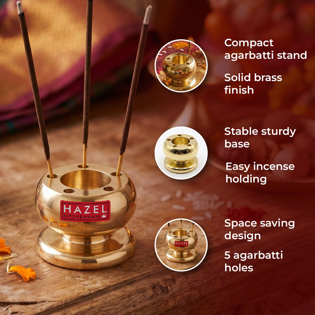 Brass Agarbatti Stand Holder, Incense Stick Stand for Pooja