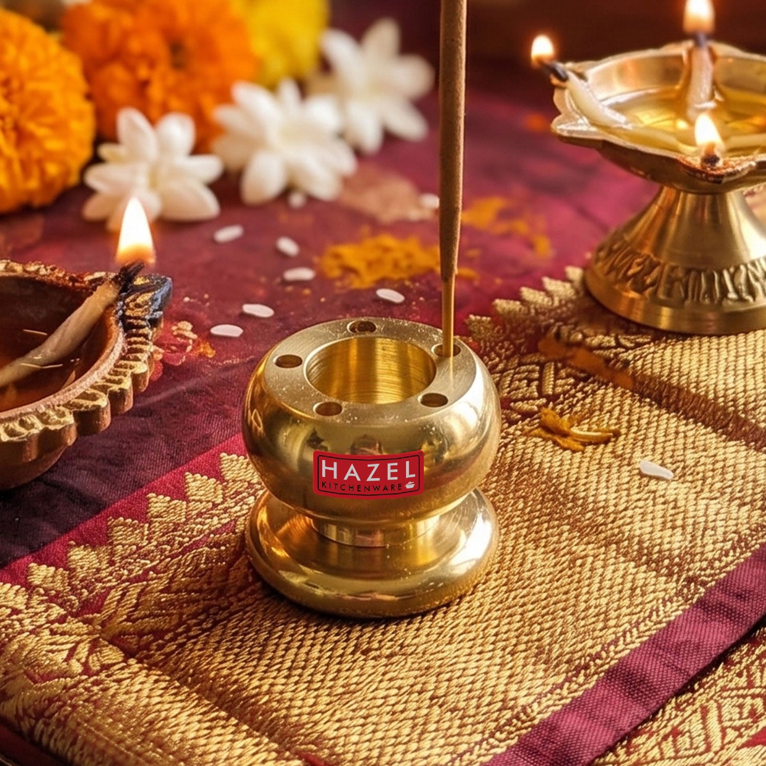 Brass Agarbatti Stand Holder, Incense Stick Stand for Pooja