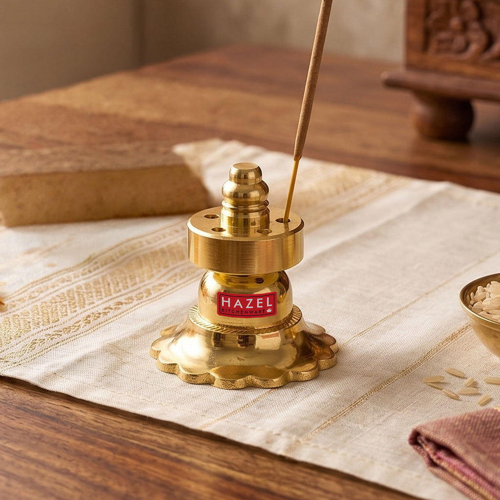 Brass Agarbatti Stand Small, Incense Stick Holder for Home Temple