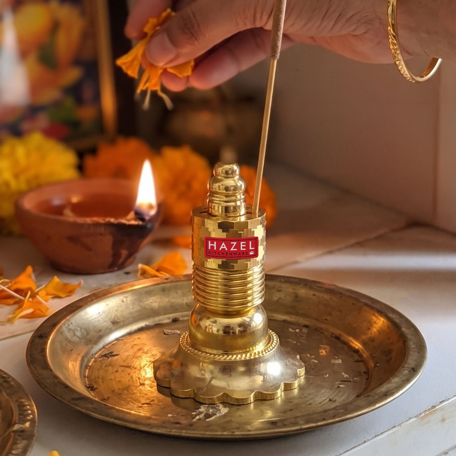 Brass Agarbatti Stand Big Size, Incense Stick Holder for Home Temple