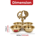 Brass Peacock Chowmukha Kankavati, Decorative Kumkum Holder for Pooja