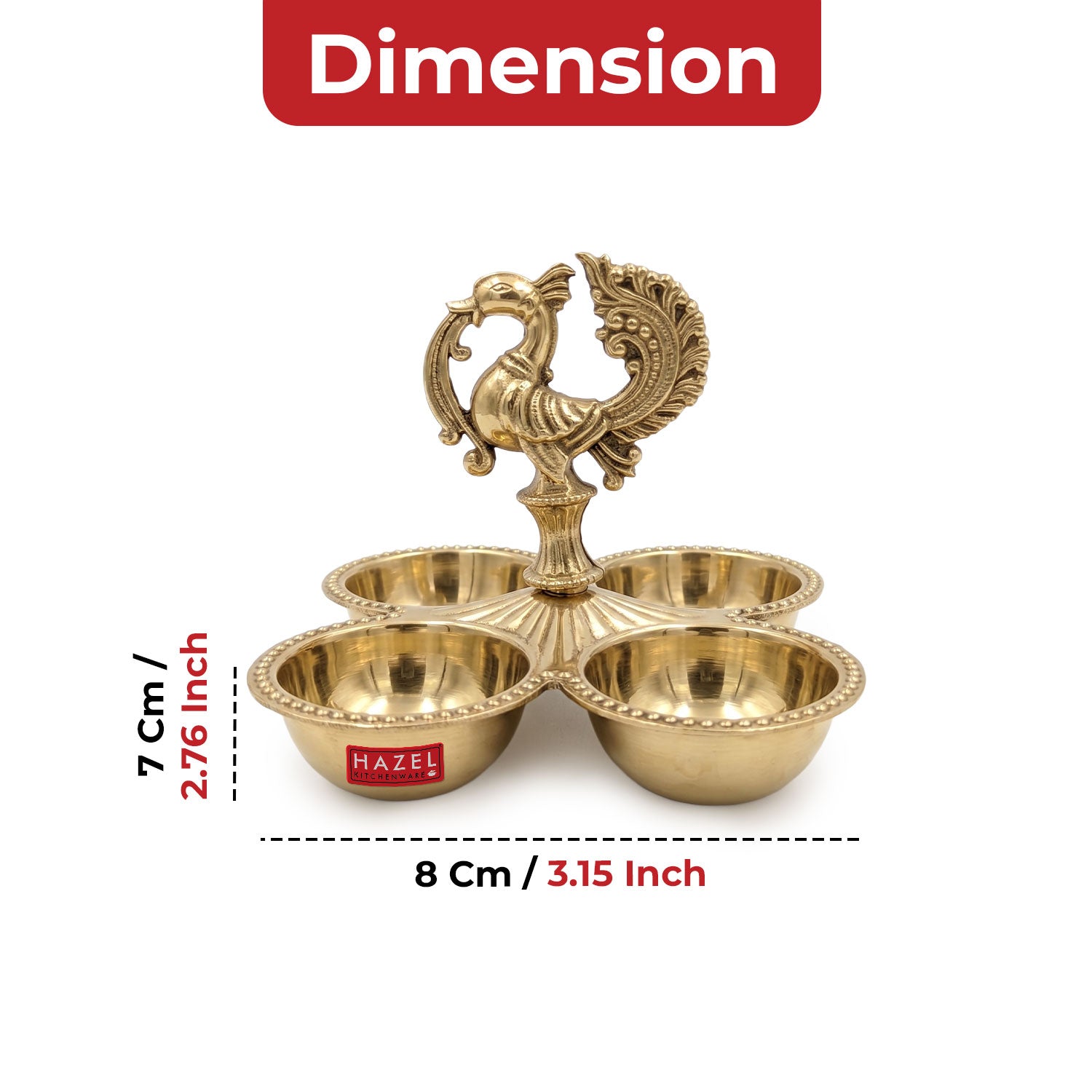 Brass Peacock Chowmukha Kankavati, Decorative Kumkum Holder for Pooja