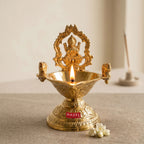 Brass Laxmi Diya for Pooja, Decorative Oil Lamp for Temple