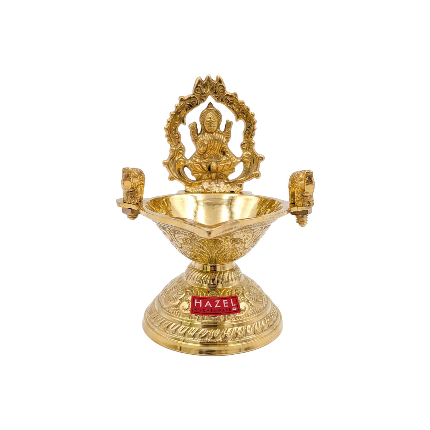 Brass Laxmi Diya for Pooja, Decorative Oil Lamp for Temple