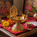 Brass Laxmi Diya for Pooja, Decorative Oil Lamp for Temple