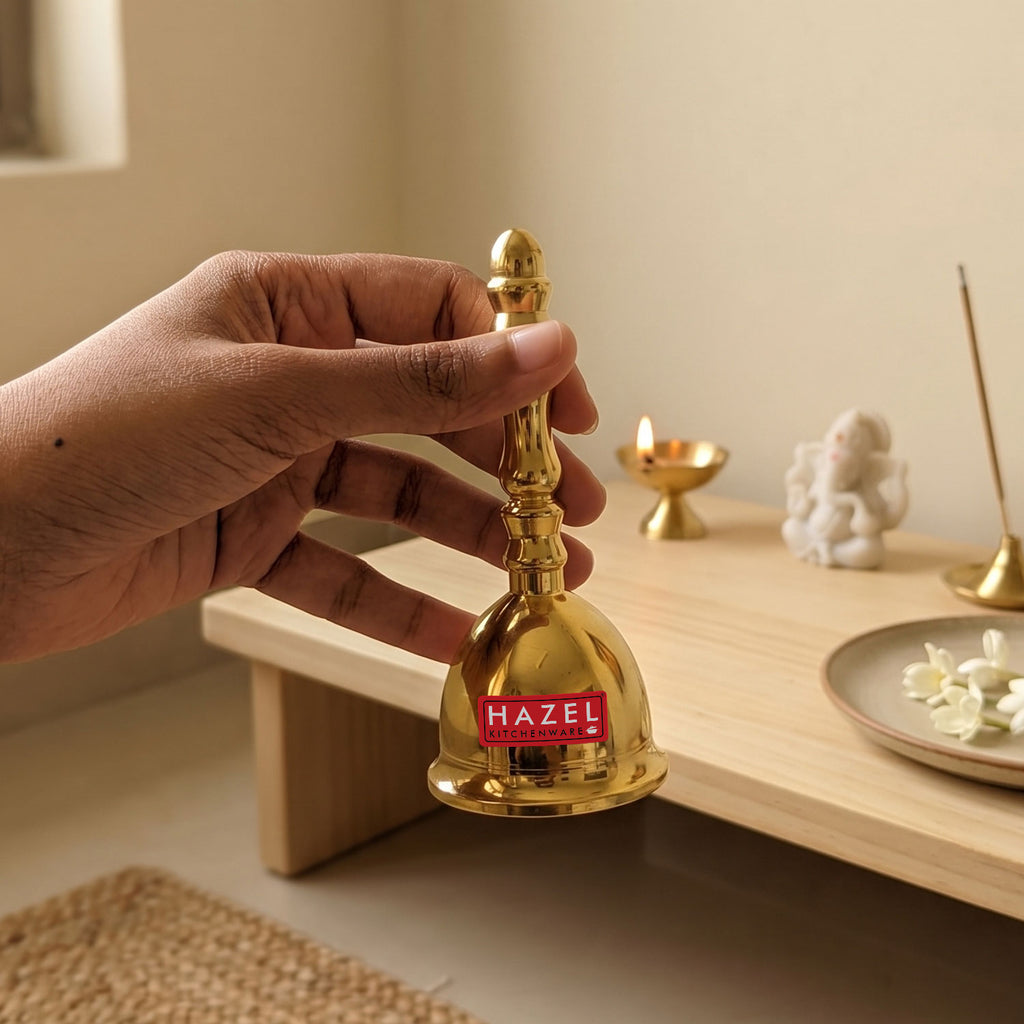 Brass Ghanti for Pooja, Temple Bell for Home Mandir, Prayer Room