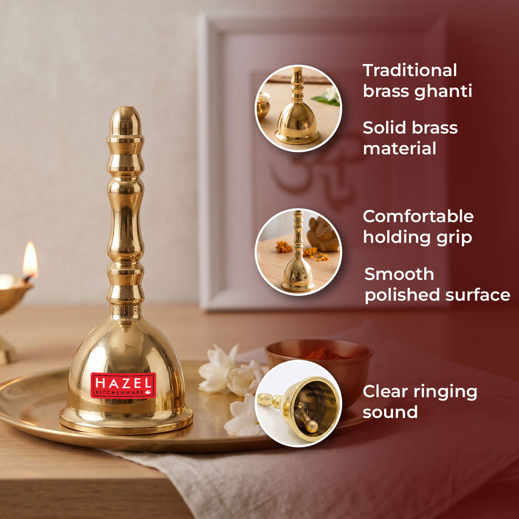 Brass Ghanti for Pooja, Temple Bell for Home Mandir, Prayer Room