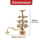 4 Tier 21 Wicks Brass Ganga Aarti Diya, Brass Pooja Aarti Lamp for Temple