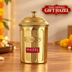 Tea Golden Container with Lid, Galvanized Iron Tea Storage Canister, 800 ml