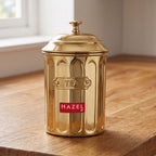 Tea Golden Container with Lid, Galvanized Iron Tea Storage Canister, 800 ml