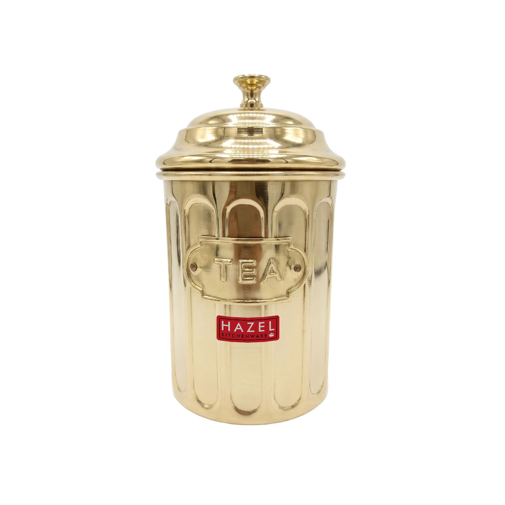 Tea Golden Container with Lid, Galvanized Iron Tea Storage Canister, 800 ml