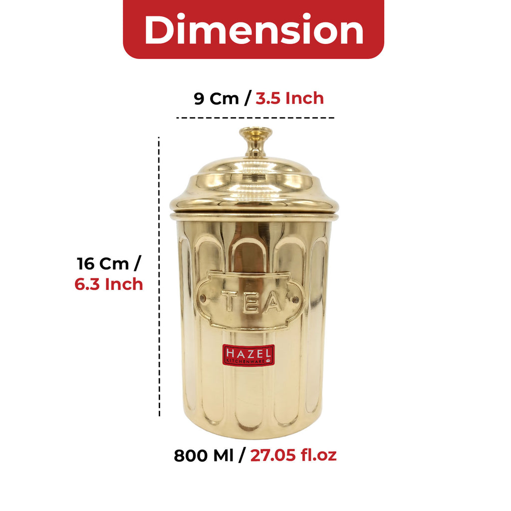 Tea Golden Container with Lid, Galvanized Iron Tea Storage Canister, 800 ml