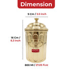 Tea Golden Container with Lid, Galvanized Iron Tea Storage Canister, 800 ml