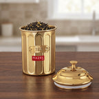 Tea Golden Container with Lid, Galvanized Iron Tea Storage Canister, 800 ml