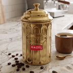 Coffee Storage Container with Lid, Golden Metal Kitchen Canister, 800 ml