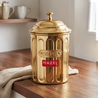 Coffee Storage Container with Lid, Golden Metal Kitchen Canister, 800 ml