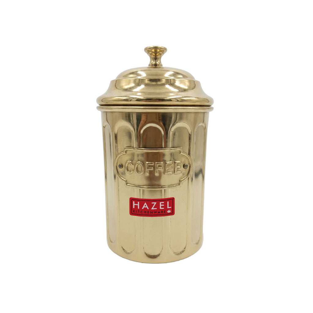 Coffee Storage Container with Lid, Golden Metal Kitchen Canister, 800 ml