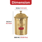 Coffee Storage Container with Lid, Golden Metal Kitchen Canister, 800 ml